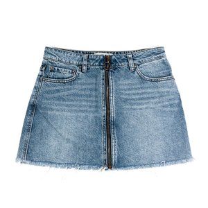 Free People We the Free Zip It Up Mini Denim Skirt Indigo Blue Size 27